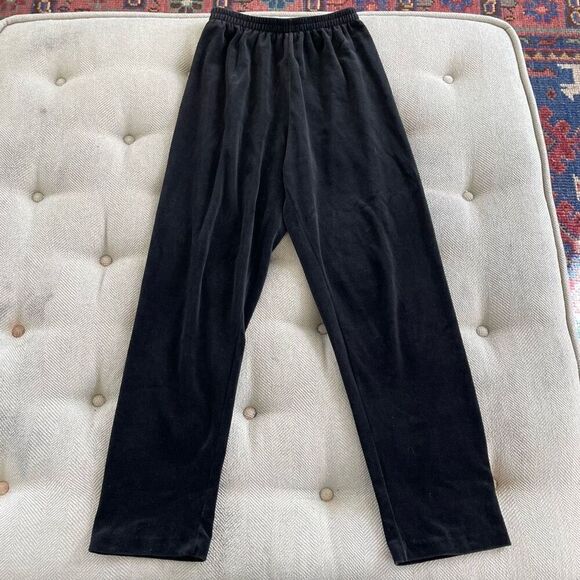 Vintage 80s Cherry Hill Abstract Velour Track Suit Sweatshirt Pants Set Black Bl - Picture 6 of 8